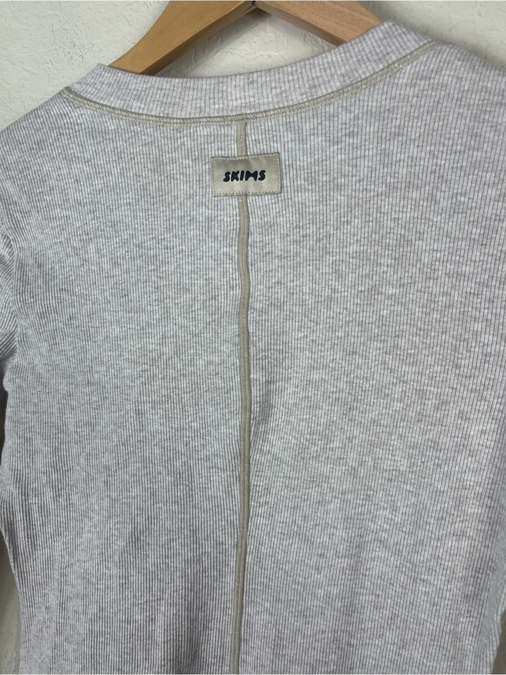 Skims Cotton Rib Henley Long Sleeve Mini Dress Oatmeal Size Large - Picture 6 of 7